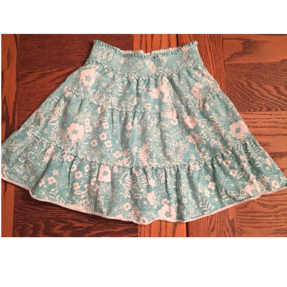 Old Navy Teal Floral Tiered Skirt 100% Cotton